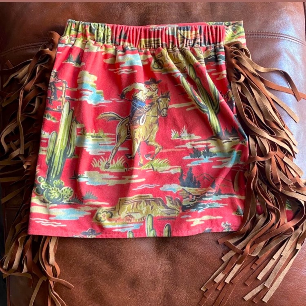 Western boutique fringe skirt